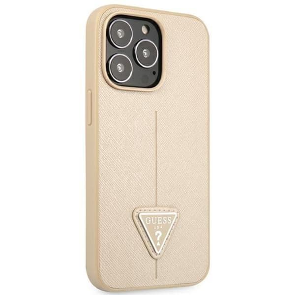 Guess iPhone 13 Pro Skal Saffiano Triangle Logo - Beige