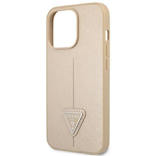 Guess iPhone 13 Pro Skal Saffiano Triangle Logo - Beige