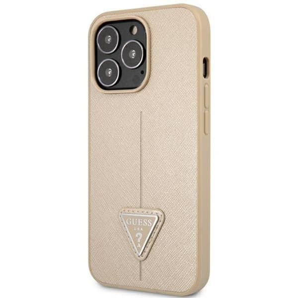 Guess iPhone 13 Pro Skal Saffiano Triangle Logo - Beige