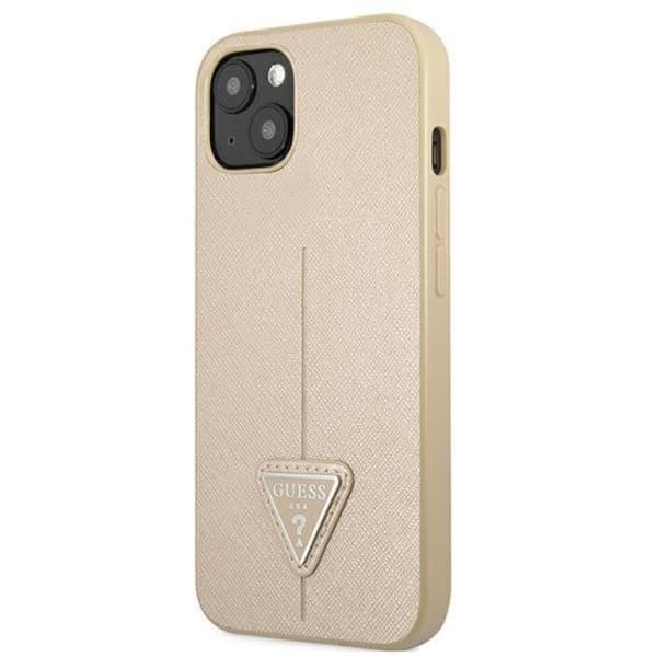 Guess iPhone 13 Mini Skal Saffiano Triangle Logo - Beige