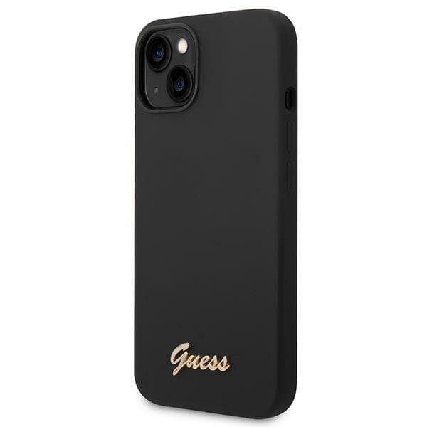 GUESS iPhone 14 Plus Skal Silicone Vintage Gold Logo - Svart