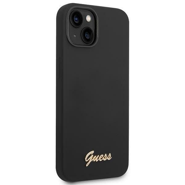 GUESS iPhone 14 Plus Skal Silicone Vintage Gold Logo - Svart