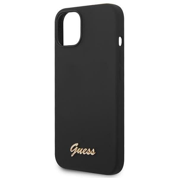 GUESS iPhone 14 Plus Skal Silicone Vintage Gold Logo - Svart