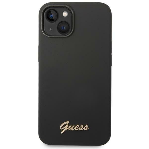 GUESS iPhone 14 Plus Skal Silicone Vintage Gold Logo - Svart