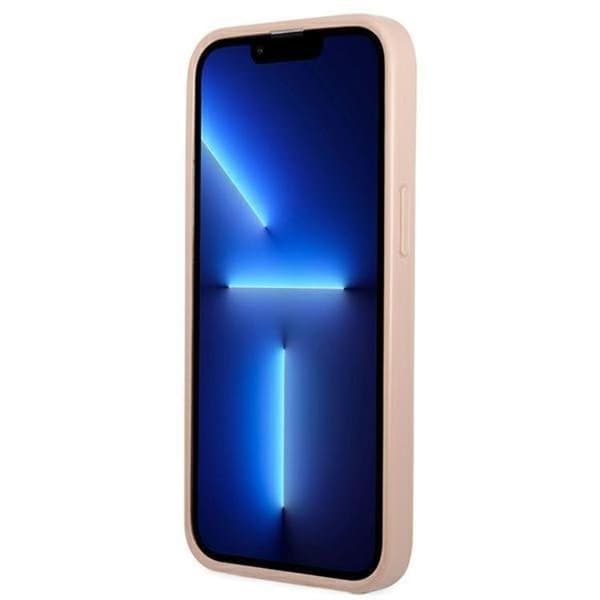 Guess iPhone 13 Skal Saffiano Triangle Logo Korthållare - Rosa