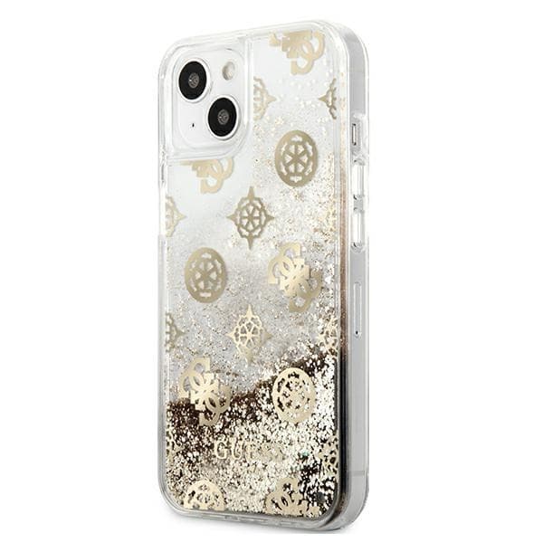 Guess iPhone 13 mini Skal Peony Liquid Glitter - Guld