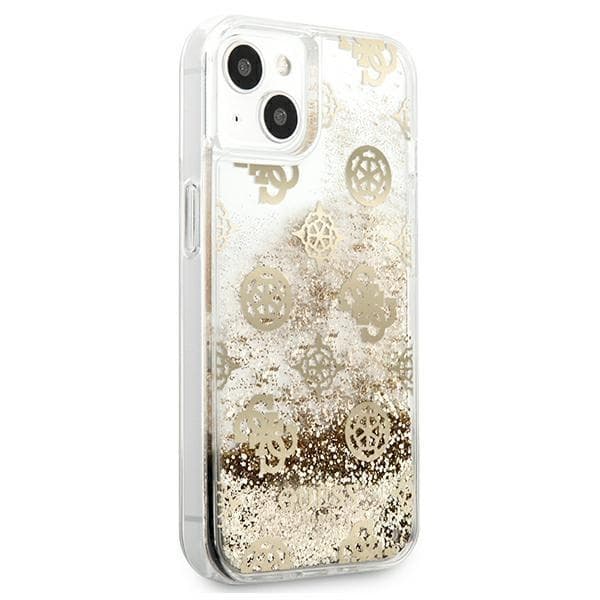 Guess iPhone 13 mini Skal Peony Liquid Glitter - Guld