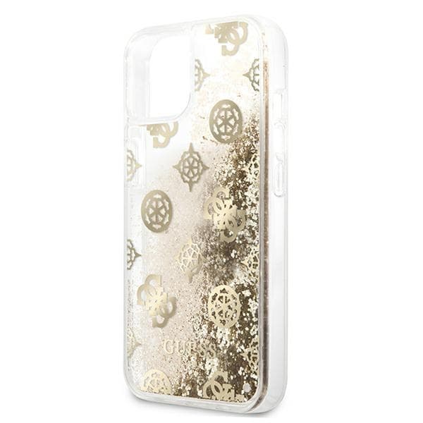 Guess iPhone 13 mini Skal Peony Liquid Glitter - Guld
