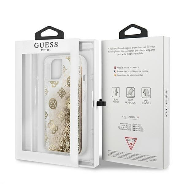 Guess iPhone 13 mini Skal Peony Liquid Glitter - Guld