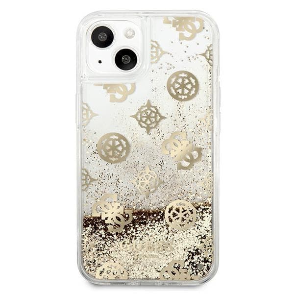 Guess iPhone 13 mini Skal Peony Liquid Glitter - Guld