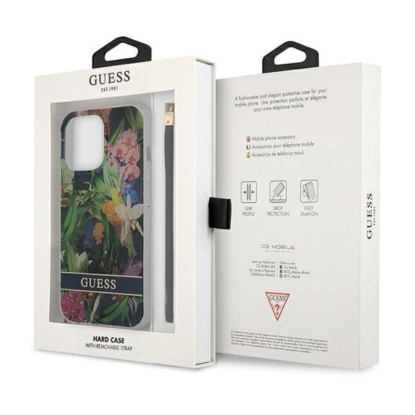 Guess iPhone 13 Pro Max Skal Flower Strap - Blå