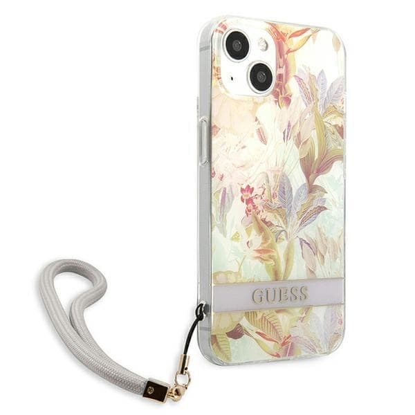 Guess iPhone 13 Mini Skal Flower Strap - Lila