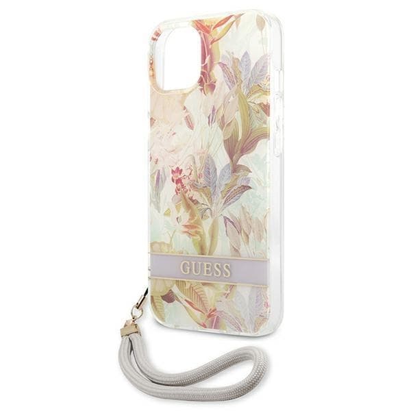 Guess iPhone 13 Mini Skal Flower Strap - Lila