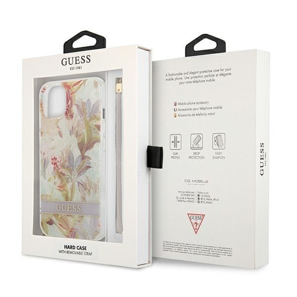Guess iPhone 13 Mini Skal Flower Strap - Lila