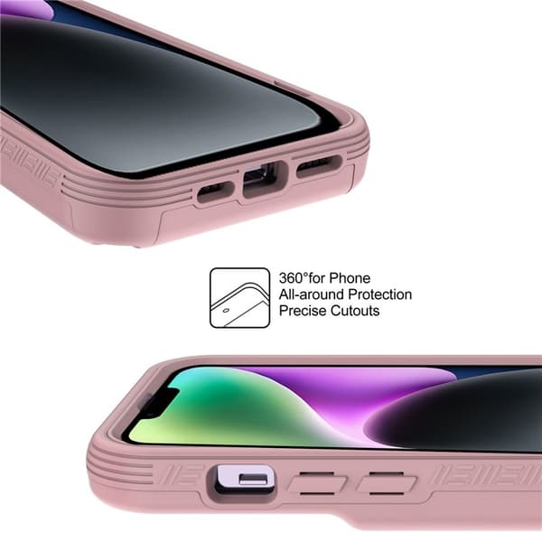 iPhone 14 Plus Skal Korthållare Mirror Kickstand - Rosa