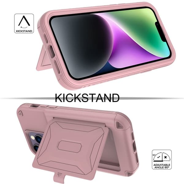 iPhone 14 Plus Skal Korthållare Mirror Kickstand - Rosa