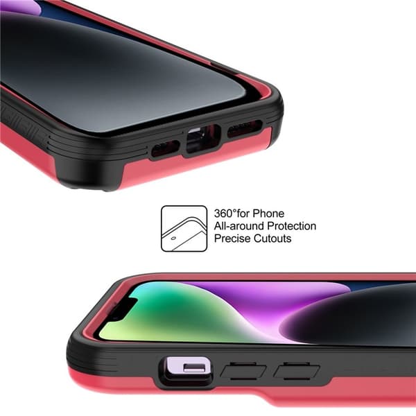 iPhone 14 Plus Skal Korthållare Mirror Kickstand - Röd