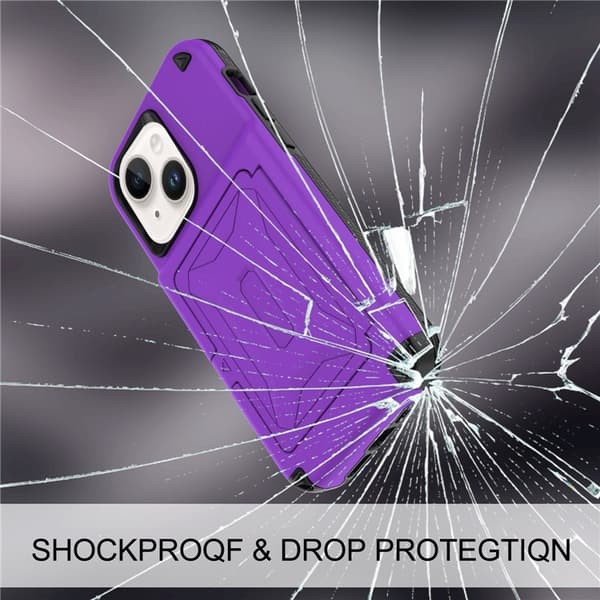 iPhone 14 Plus Skal Korthållare Mirror Kickstand - Lila