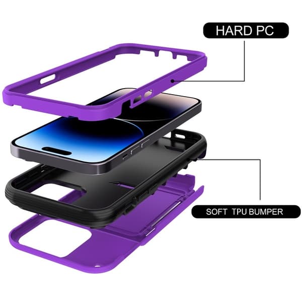 iPhone 14 Plus Skal Korthållare Mirror Kickstand - Lila