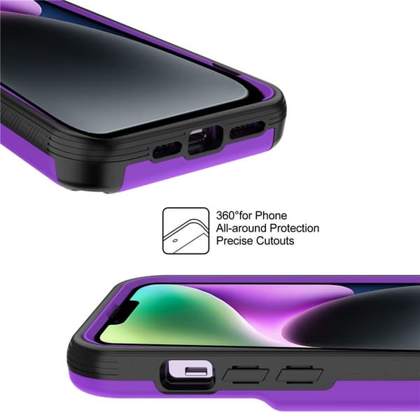 iPhone 14 Plus Skal Korthållare Mirror Kickstand - Lila