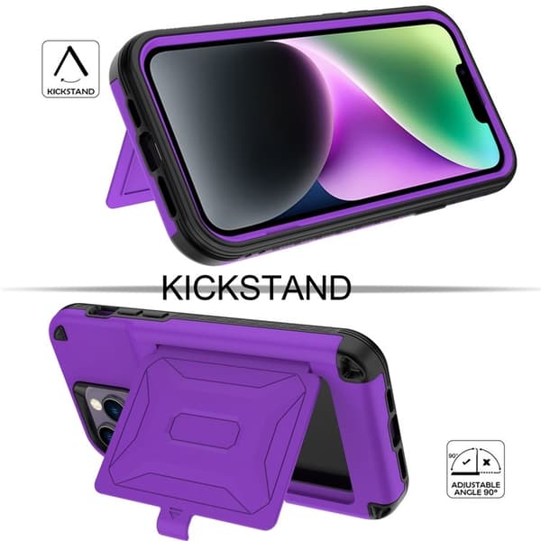 iPhone 14 Plus Skal Korthållare Mirror Kickstand - Lila