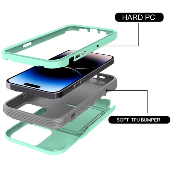 iPhone 14 Pro Skal Korthållare Mirror Kickstand - Grön