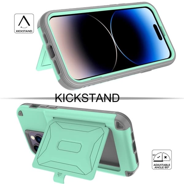 iPhone 14 Pro Skal Korthållare Mirror Kickstand - Grön
