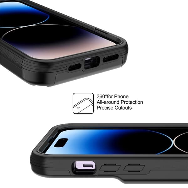 iPhone 14 Pro Skal Korthållare Mirror Kickstand - Svart