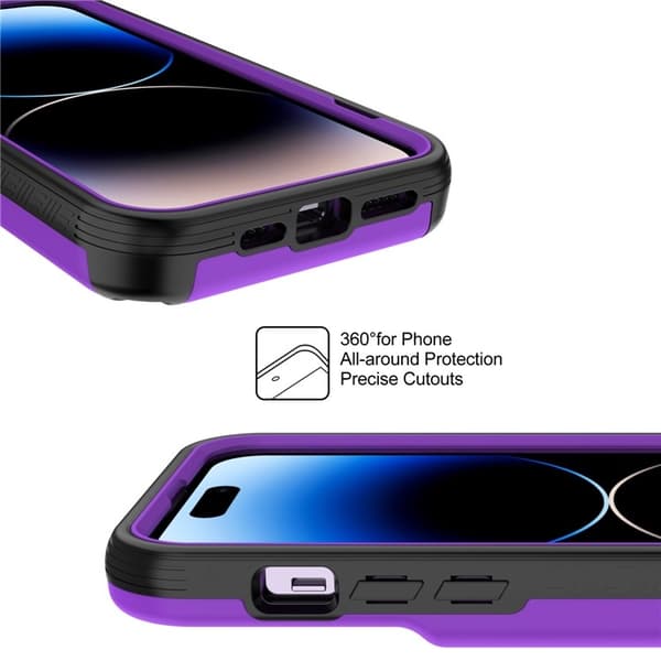 iPhone 14 Pro Skal Korthållare Mirror Kickstand - Lila