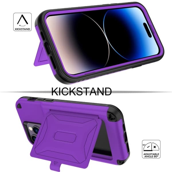 iPhone 14 Pro Skal Korthållare Mirror Kickstand - Lila