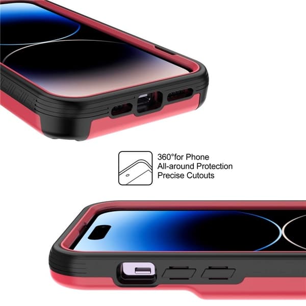 iPhone 14 Pro Skal Korthållare Mirror Kickstand - Röd