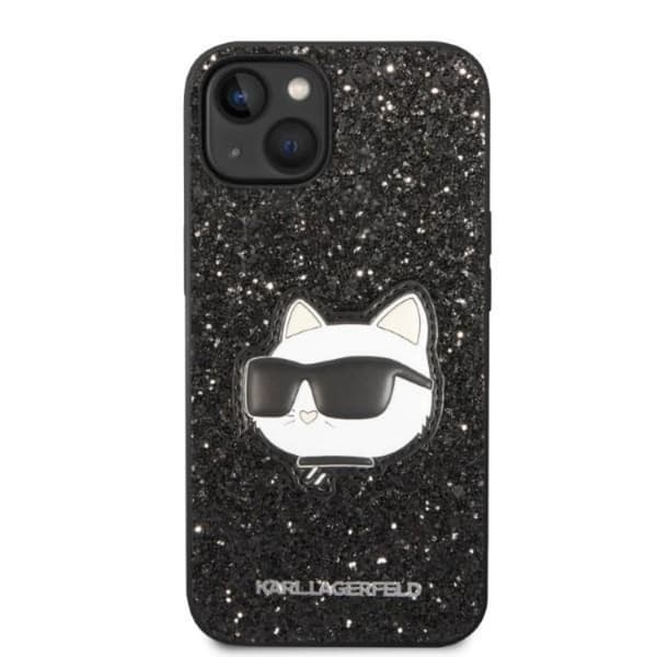 Karl Lagerfeld iPhone 14 Plus Skal Glitter Choupette Patch - Svart