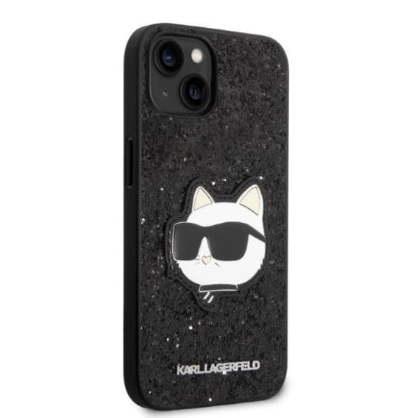 Karl Lagerfeld iPhone 14 Plus Skal Glitter Choupette Patch - Svart