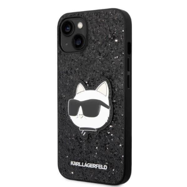 Karl Lagerfeld iPhone 14 Plus Skal Glitter Choupette Patch - Svart