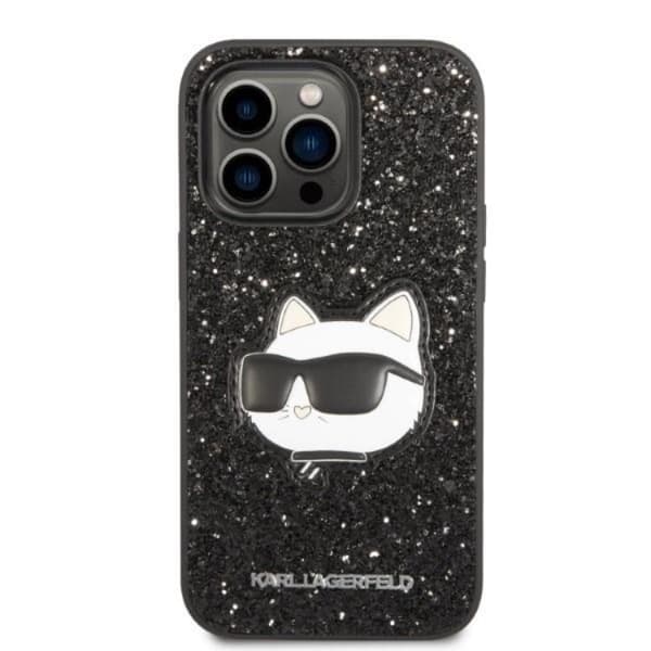 Karl Lagerfeld iPhone 14 Pro Skal Glitter Choupette Patch - Svart