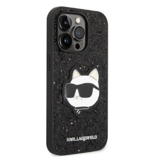 Karl Lagerfeld iPhone 14 Pro Skal Glitter Choupette Patch - Svart