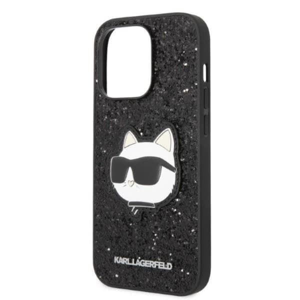 Karl Lagerfeld iPhone 14 Pro Skal Glitter Choupette Patch - Svart