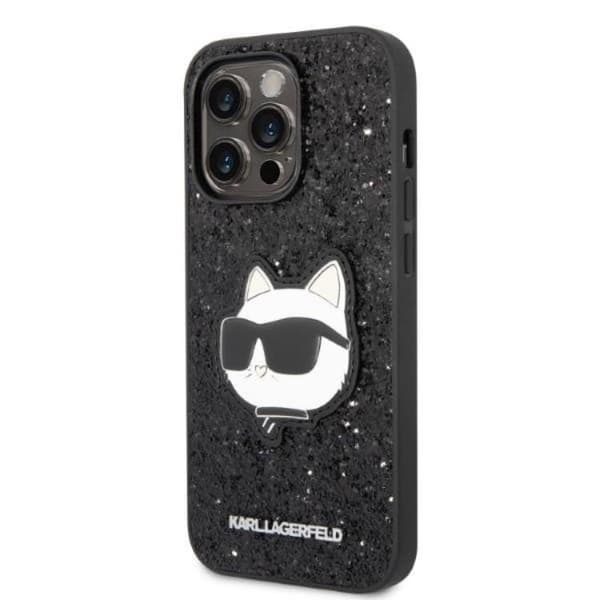 Karl Lagerfeld iPhone 14 Pro Skal Glitter Choupette Patch - Svart