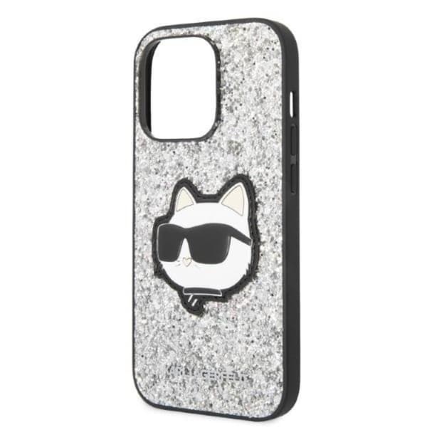 Karl Lagerfeld iPhone 14 Pro Max Skal Glitter Choupette Patch - Silver