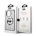 Miniatyrbild 8 av 8: Karl Lagerfeld iPhone 14 Pro Max Skal Glitter Choupette Patch - Silver