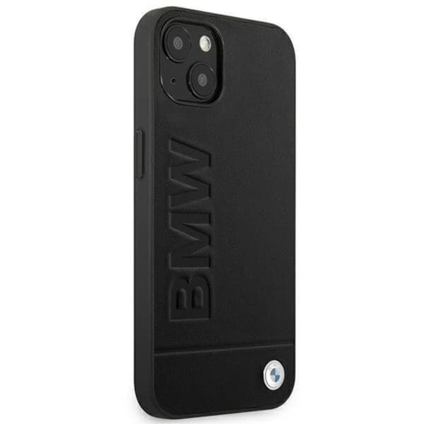BMW iPhone 14 Plus Skal Läder Stamp - Svart