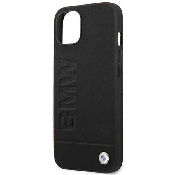 BMW iPhone 14 Plus Skal Läder Stamp - Svart