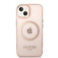 Miniatyrbild 3 av 8: GUESS iPhone 14 Plus Skal MagSafe Gold Outline Translucent - Rosa