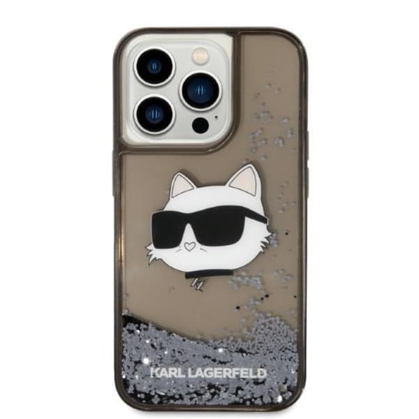 Karl Lagerfeld iPhone 14 Pro Skal Glitter Choupette Head - Svart