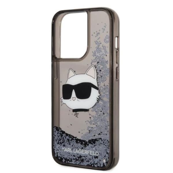 Karl Lagerfeld iPhone 14 Pro Skal Glitter Choupette Head - Svart