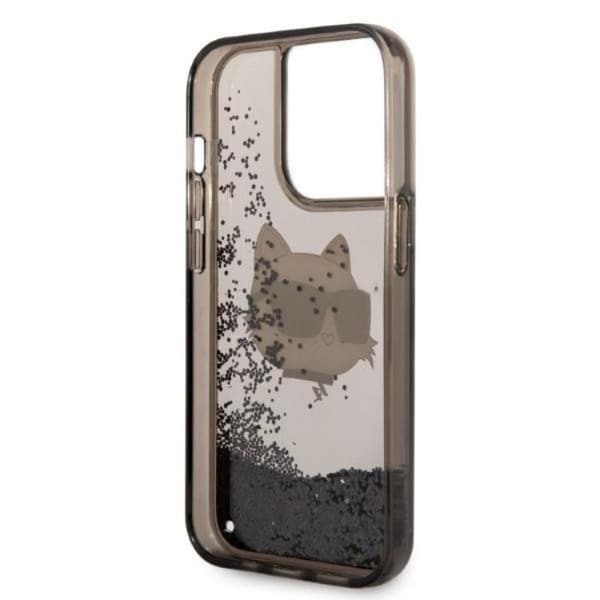 Karl Lagerfeld iPhone 14 Pro Skal Glitter Choupette Head - Svart