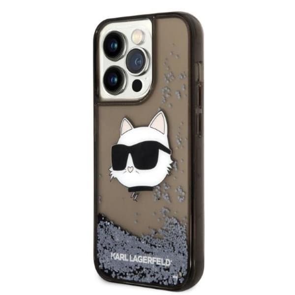 Karl Lagerfeld iPhone 14 Pro Skal Glitter Choupette Head - Svart