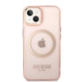 Miniatyrbild 3 av 8: GUESS iPhone 14 Skal MagSafe Gold Outline Translucent - Rosa