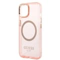 Miniatyrbild 6 av 8: GUESS iPhone 14 Skal MagSafe Gold Outline Translucent - Rosa