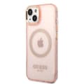 Miniatyrbild 2 av 8: GUESS iPhone 14 Skal MagSafe Gold Outline Translucent - Rosa